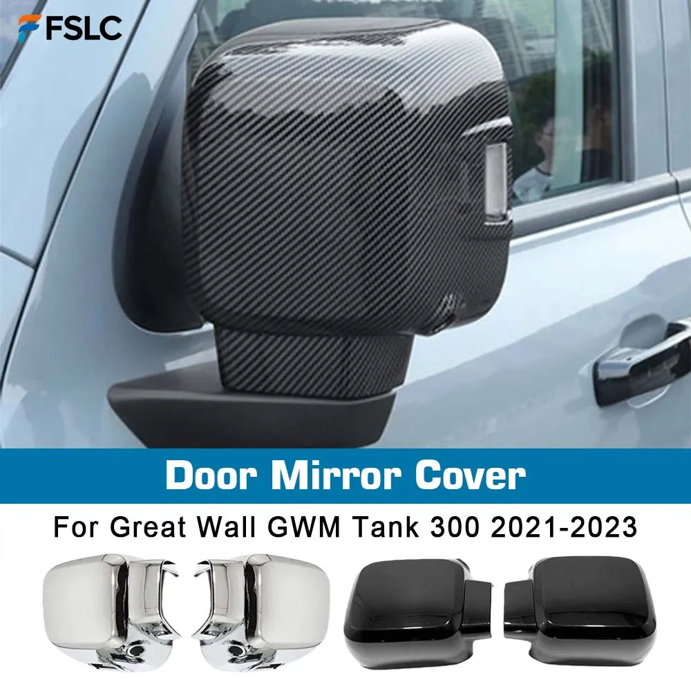 

⭐Genuine⭐ Car Decoration Door Mirror Cover For Great Wall GWM Tank 300 2021-2023 Carbon Fiber Black White Rearview Accessories