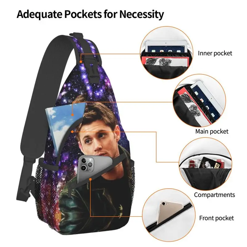 Dean Winchester-Crossbody mochila ombro para homens, saco de peito personalizado Sling, Supernatural TV Show, ciclismo, mochila acampamento