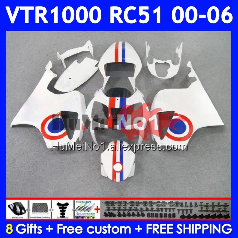 Body For HONDA VTR1000 RC51 01 02 03 2004 2005 2006 68No.14 Blue R White SP1 SP2 VTR 1000 2000 2001 2002 2003 04 05 06 Fairings