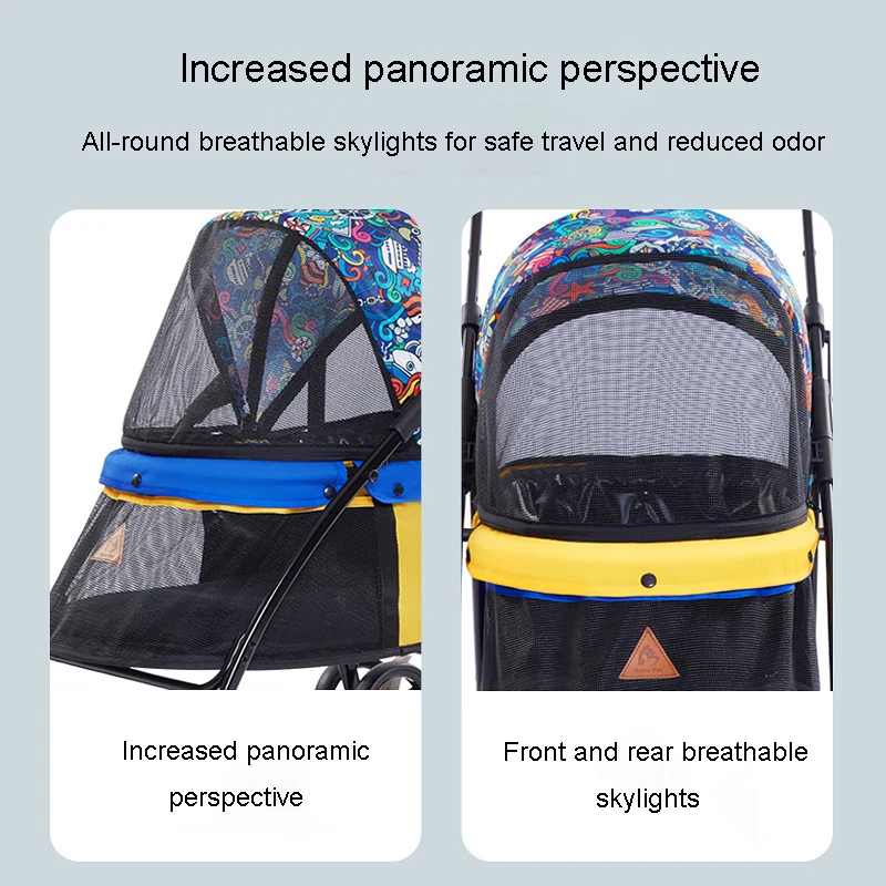 Portable Breathable Dog Cat Trolley Foldable Pet Stroller for Cats and Dogs Precision Structural Design