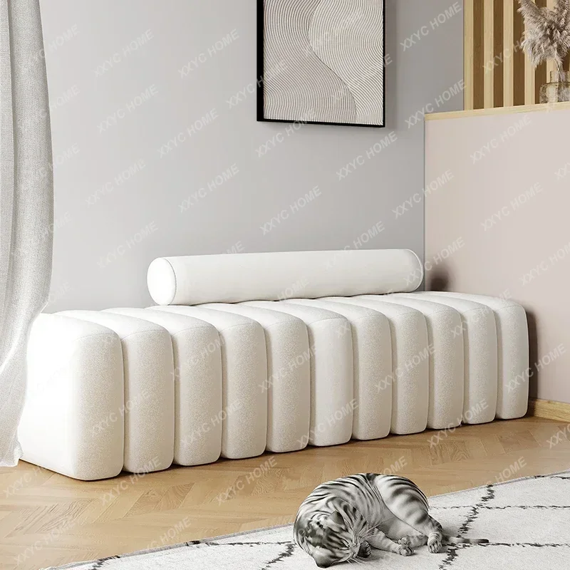 D132 fabric sofa long strip art porch shoe change stool cream wind bed tail stool