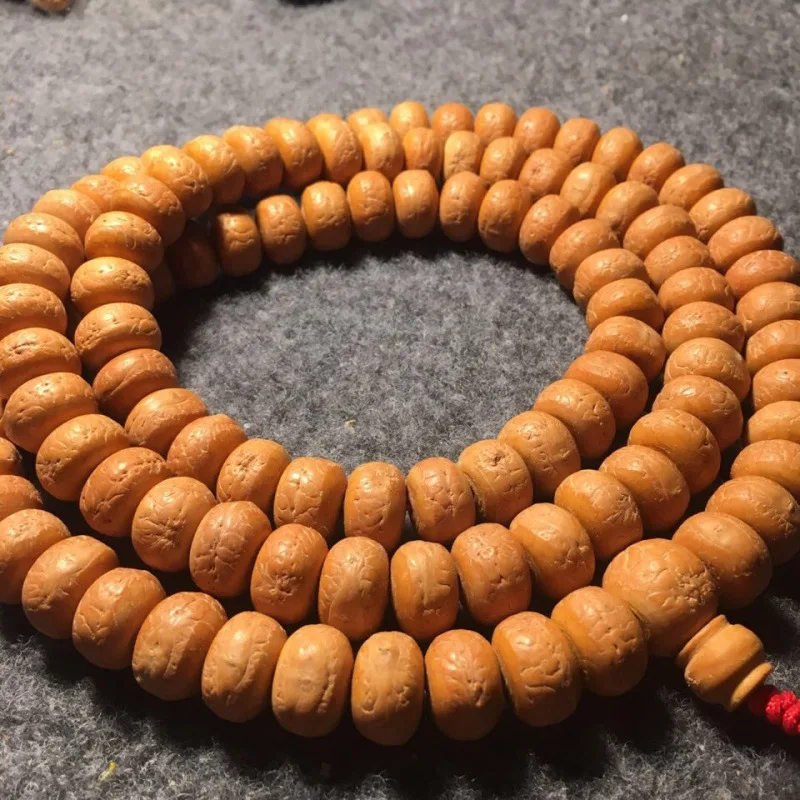 

Seiko Polishing and Finishing Chamfering Tibetan Nepal Bird's Eye Bodhi108Beads Bracelet Ginger Yellow Leather12-13m