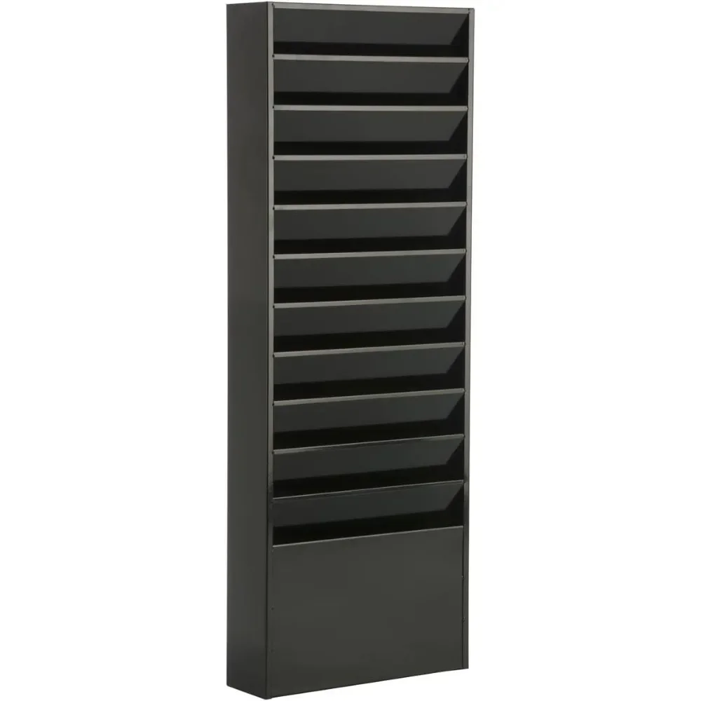 

File Folder Wall Rack with 11 Tiered Pockets, Shows Only The Top Portion of a File Folder, Office Filing Rack for Wall Mount
