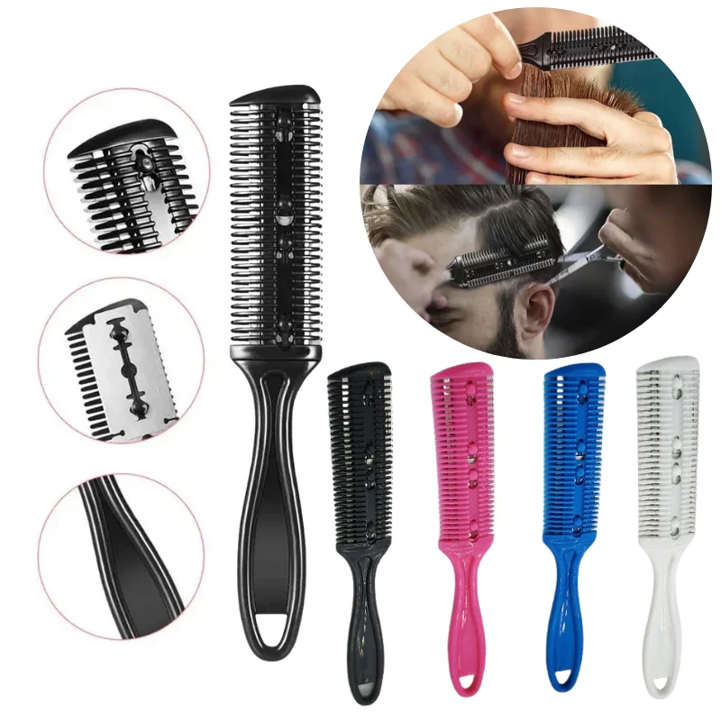 Portable Hair Cutting Razor Comb Double Sided Thinning Trimmer Comb Multicolor Hair Styling Accessory For DIY Hairstyle