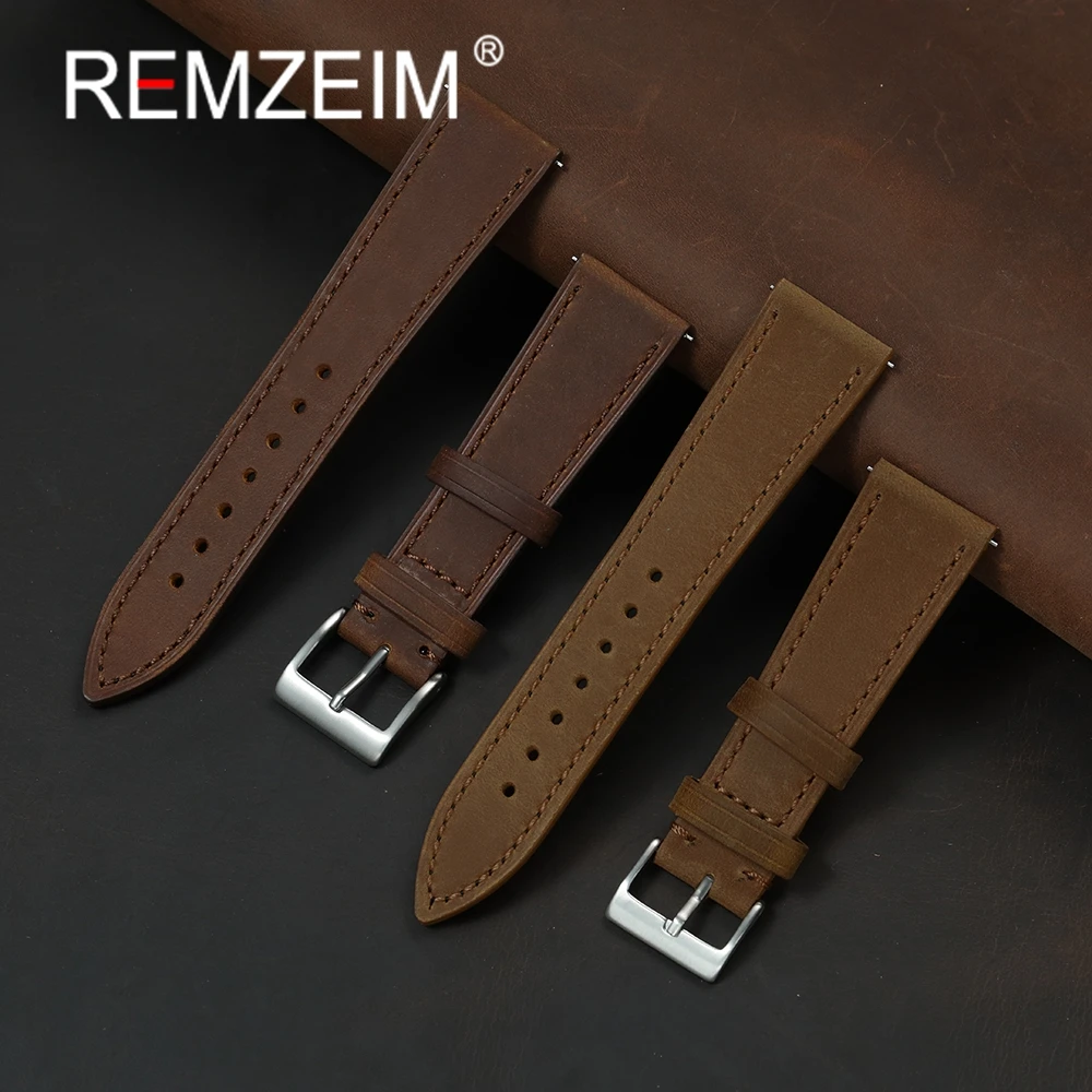 Vintage Uhrenarmband Schnellverschluss Crazy Horse Lederarmband 18mm 19mm 20mm 21mm 22mm Uhrenzubehör