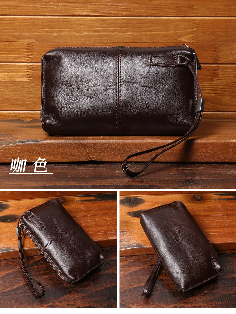 First-Layer Cowhide Genuine Leather Clutch Bag Men's Long Wallet 2026 New Model High-End Men's Bag Portable Simple Daily Travel Cowhide Phone Bag ﻿