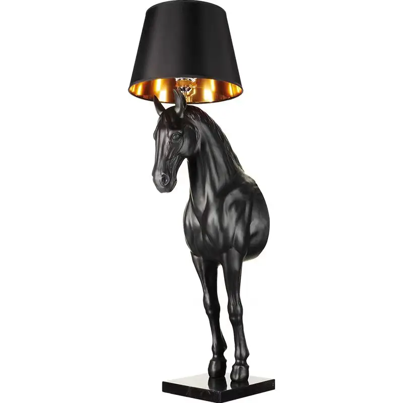 Art Resin Horse Sculpture Light Warm Light Warm Painted Hand Painted Custom Size Shape Floor Lighting Luxury Interior