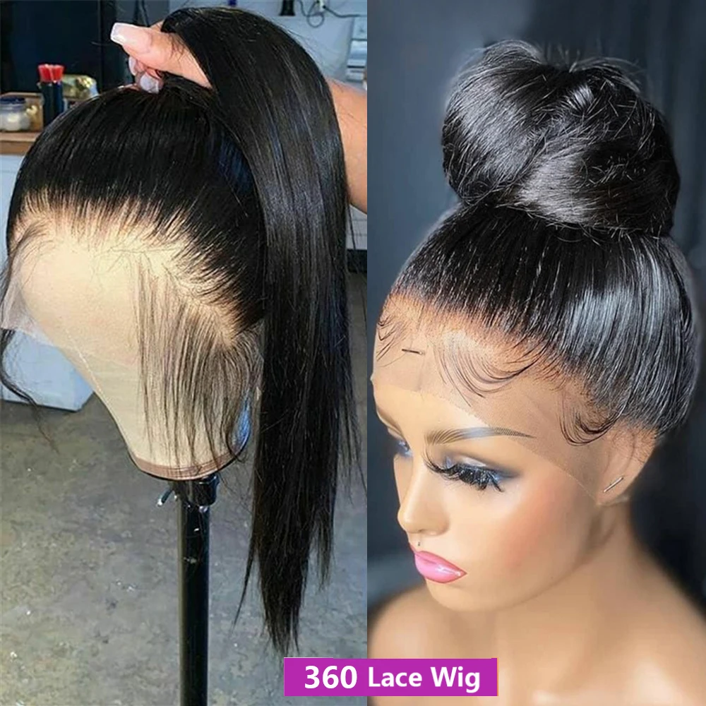 Brazilian Bone Straight Human Hair Wigs 360 Transparent Lace Frontal Wig for Women Lace Front Human Hair Wigs Pre Plucked Wig