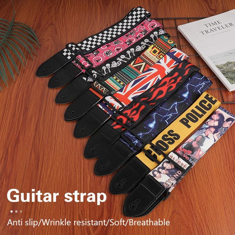 Embroidered Guitar Strap, Electric Guitar Shoulder Strap, 36 Inch Folk Guitar Bag Strap, Heat Transfer Printed Piano Strap