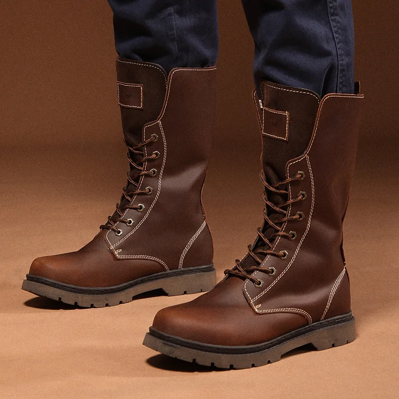 Botas tácticas de cuero impermeable senderismo y moto - imagen 2