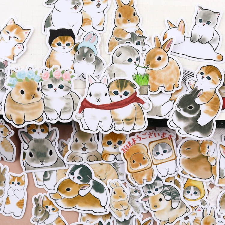 38PCS Cats Handbook Cartoon Sticker Cute Diy Photo Album Ins Wind Translucent Decorative Material Cute Kitten 3