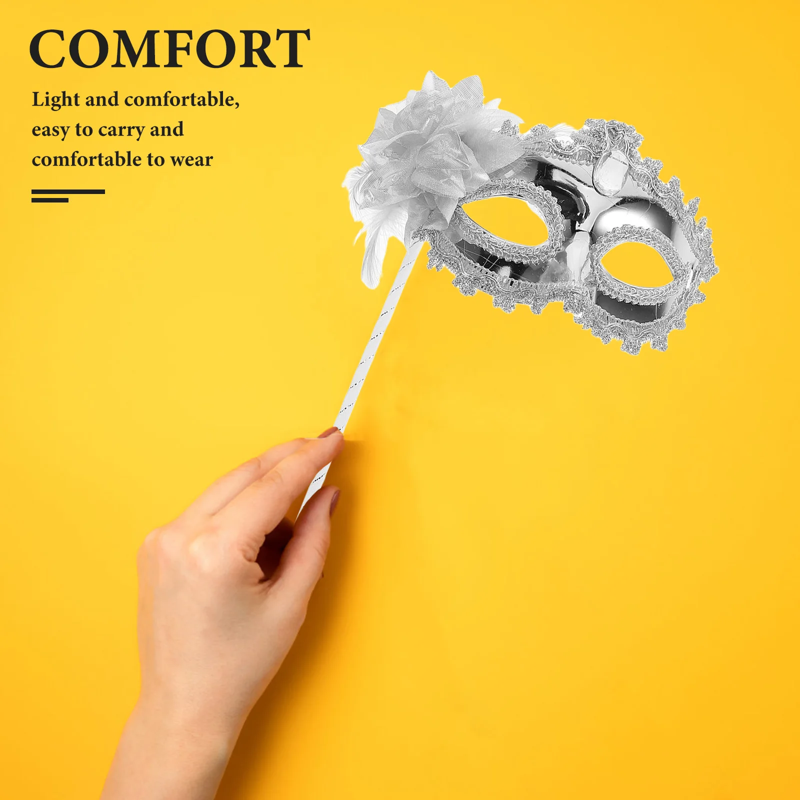 

2Pcs Masquerade Mask Set with Stick Holder Elegant Floral Design for Women Carnival Halloween Party Cosplay Masquerade Ball