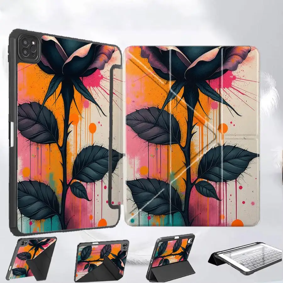 

Чехол-подставка для планшетов iPad Mini 6, 7, Pro 11, 10, 9, 8, 7 поколений, 12.9 дюймов Pro 2025, Air 4, 5, M3, M2, M4, 11 дюймов с красивым цветочным узором