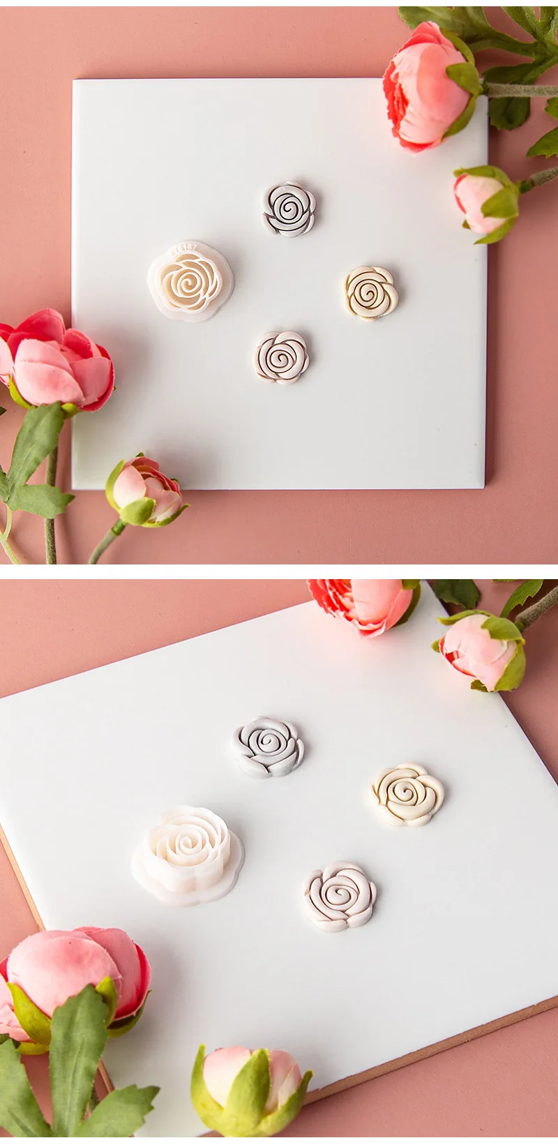 Blumenserie Rose/Lotus/Sakura/BlueBell Tonform schneiden weichen Ton Ohrring Schmuck Anhänger Design DIY handgemachte Ton Werkzeug Geschenk – Detail 8