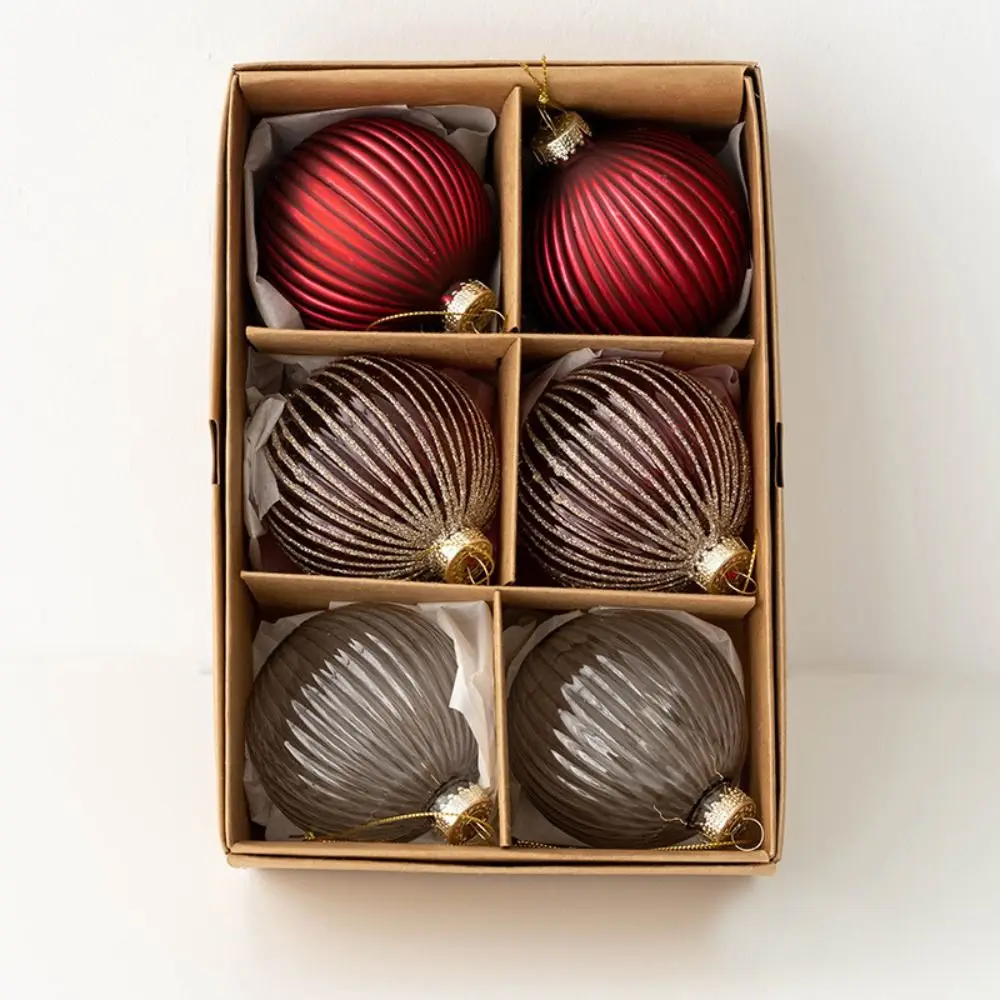 6pcs Glass Christmas Ball set 6cm Creative Christmas Tree Pendant Painted Delicate Hanging Ornament Home - Image 2