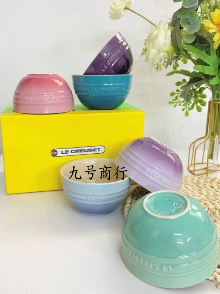 Juego de Tazones de Arroz de Cerámica Le Creuset en Colores Arcoíris, Tazones para Sopa, Serie de Colores Pastel, Estilo Fran...
