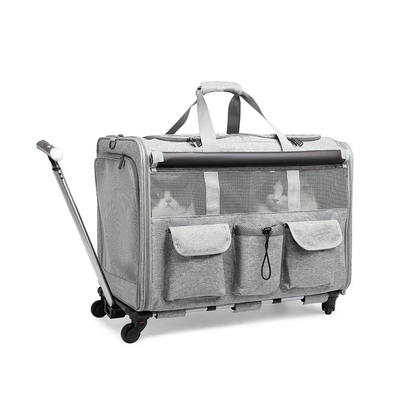 Cat Carrier, Dog Carrier with Wheels,large capacity,Collapsible breathable outdoor