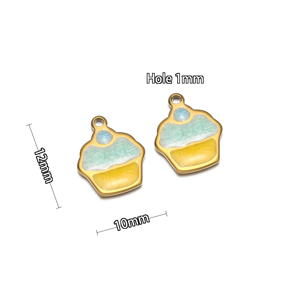 20 Stück Edelstahl 10mm Emaille Eiscreme Mädchen Armband Anhänger Dekoration Kinder Sommer Halskette Charms DIY Schmuckherstellung – Detail 3
