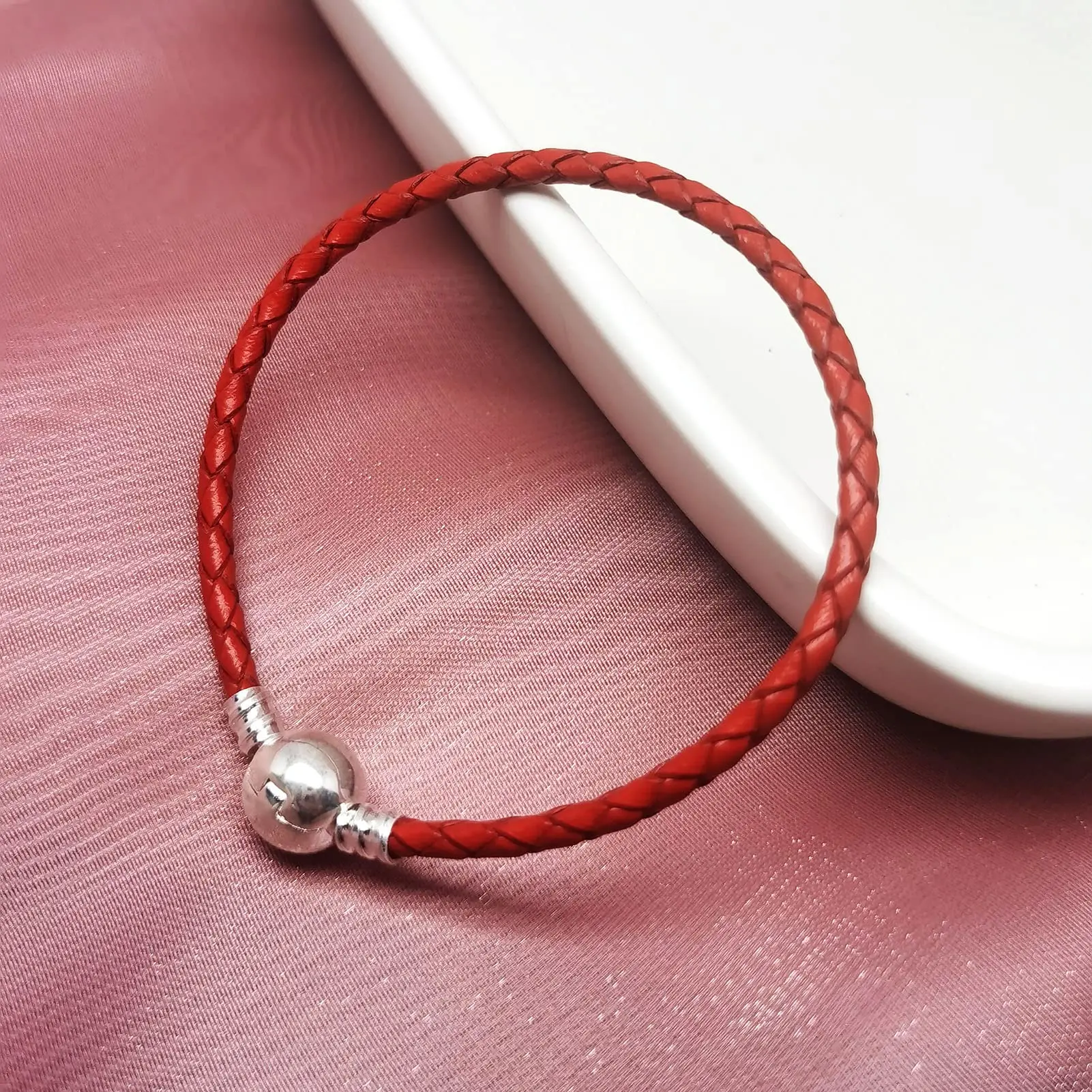 Popular 3mm Stainless Steel Ball Buckle Leather Bracelet Fit Pandoraer Charm Wrist Bangle Bracelet For Women Child Free Shipping