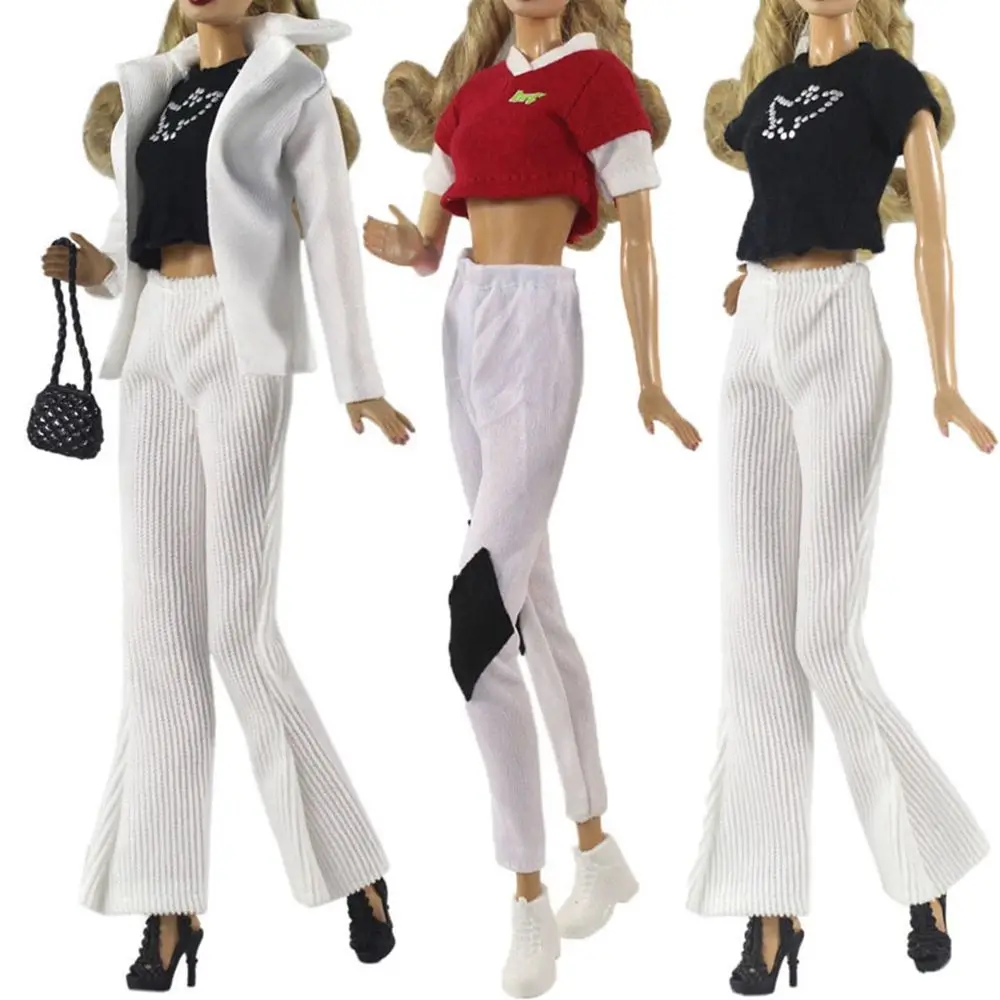 マルチスタイル 1/6 BJD ドール カジュアルウェア ドールズ パンツ レザーパンツ 服 アクセサリー 花柄ジーンズ