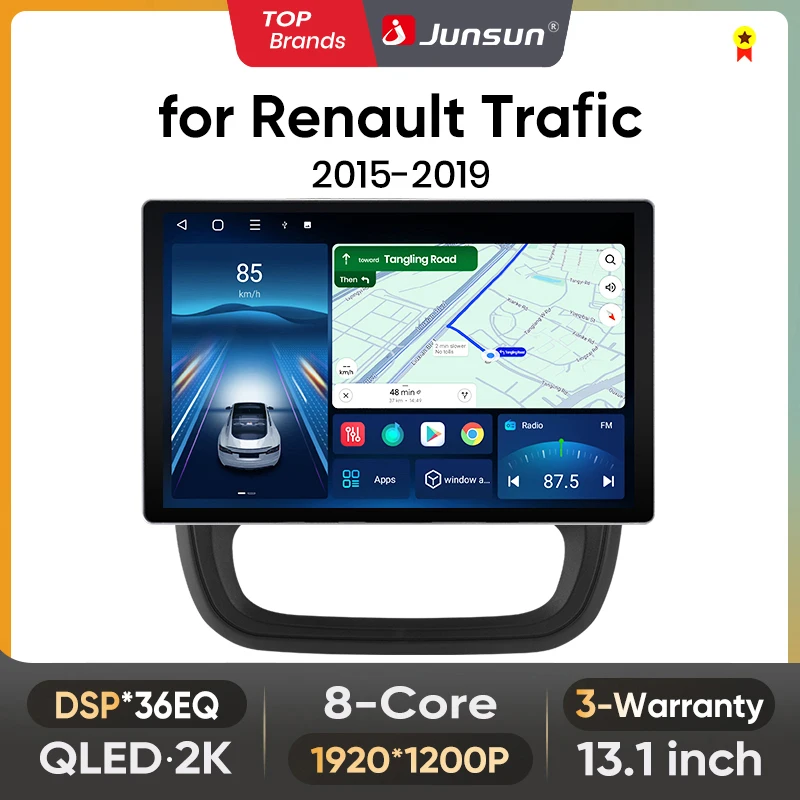 Junsun 13,1 Zoll QLED Android Wireless CarPlay Autoradio für Renault Trafic 3 2014-2021 Intelligente Systeme DSP SWC RDS GPS