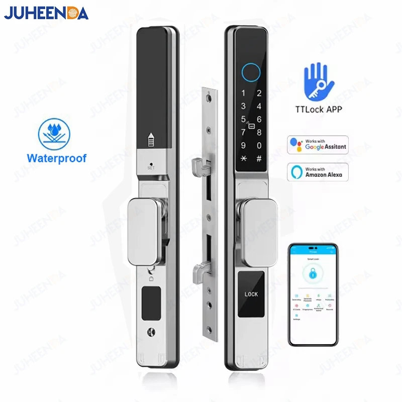 TTLock APP Waterproof Fingerprint Password Smart Lock For Outdoor Pull Push Sliding Aluminum Door 2885/ 3585/ 4585 /6085 Mortise