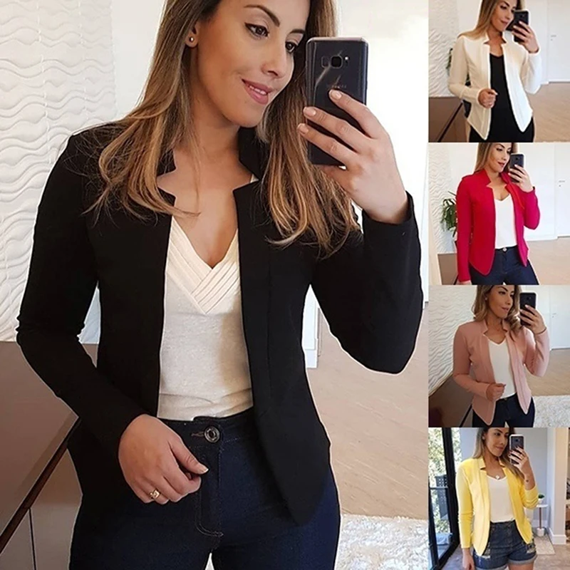 Meerkleurige Damesblazer Vrijetijdsblazers Dames Kantoorwerkpak Zakken Jas Slanke Vrouwen Blazer Femme Jacks