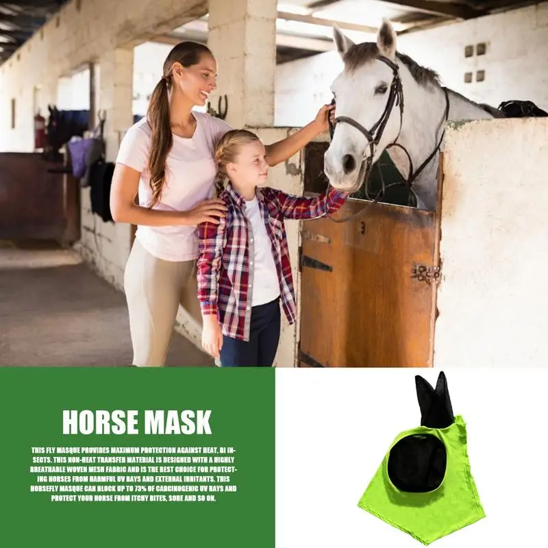 Fly Covers para Cavalos com Orelhas, Bloqueio UV, Malha Fina, Multifuncional, Lavável à Máquina, Fornecimento Equestre