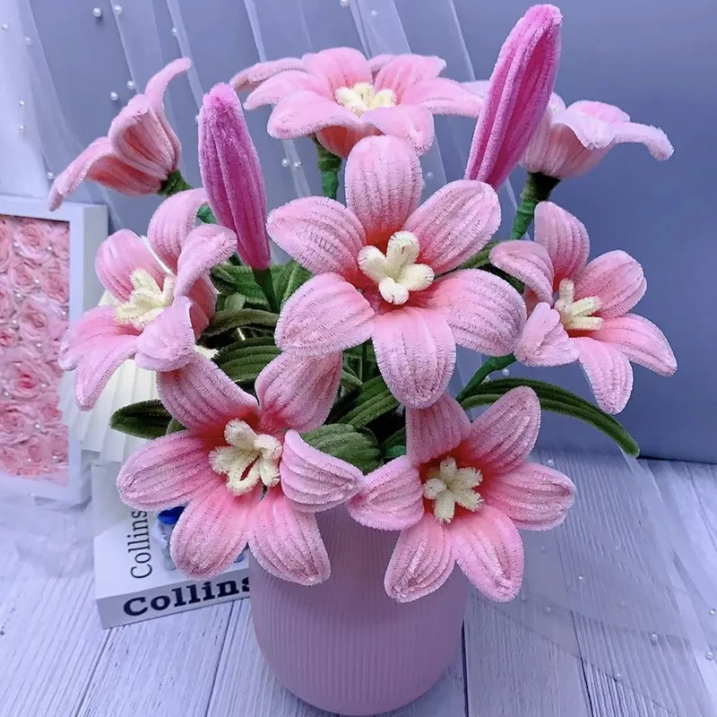 DIY Lily Flower Calla Chenille Stems Fluffy Wire Pipe Cleaners Twist Stick Children Educational Toys Creative Handcraft Material