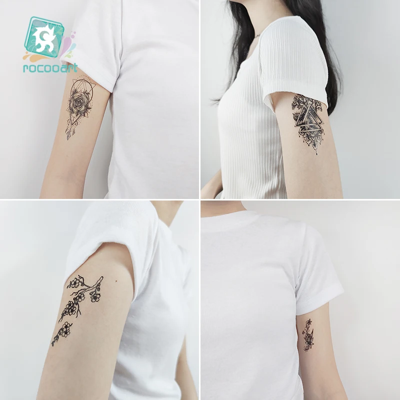 30 Sheets Temporary Tattoo Sticker Waterproof Body Art Line Rose Star Small Fake Tatto Butterfly Flower Hand Tatoo for Women Men