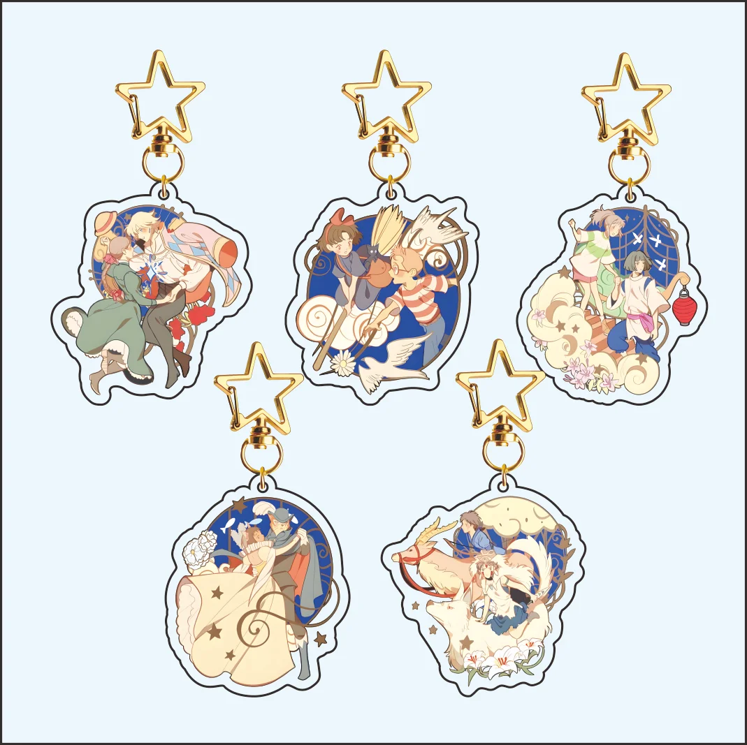 Studio Ghibli Serie Acryl-Schlüsselanhänger 2026 Neuestes Modell Howl Sophie Chihiro Kiki Komplettes Set Anime-Figuren Anhänger Geschenk für Fans