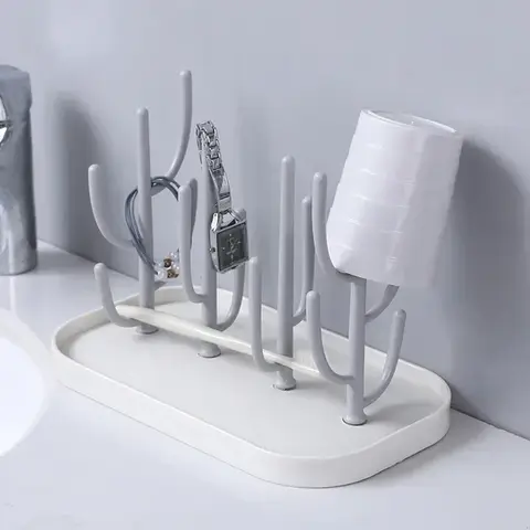 크리 에이 티브 트리 실용적인 데스크탑 와인 컵 찻잔 아기 병 프레임 젖꼭지 먹이 컵 홀더 트레이와 분리형 스토리지 랙