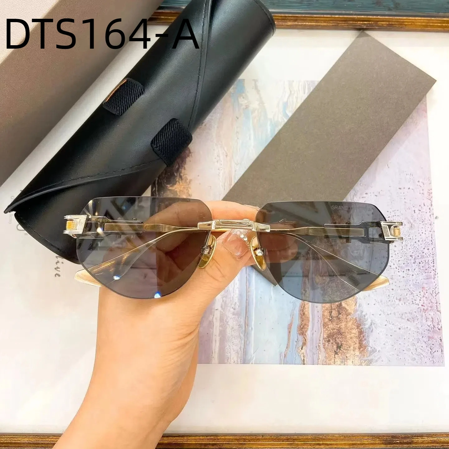 

Original Factory DT GRAND IMPERYN DTS164-A With Brand Box Fashion Premium Gray Lenses Boundless Business Men Women Sunglasses