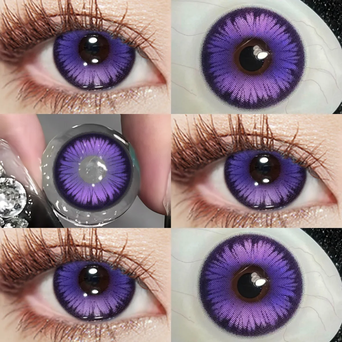 Lalens 1 Paar Butterfly Blue Myopia Farbkontaktlinsen 14,5mm Halbjährlich Weiche Linsen Anime Cosplay Halloween Party Schminklinsen – Detail 8