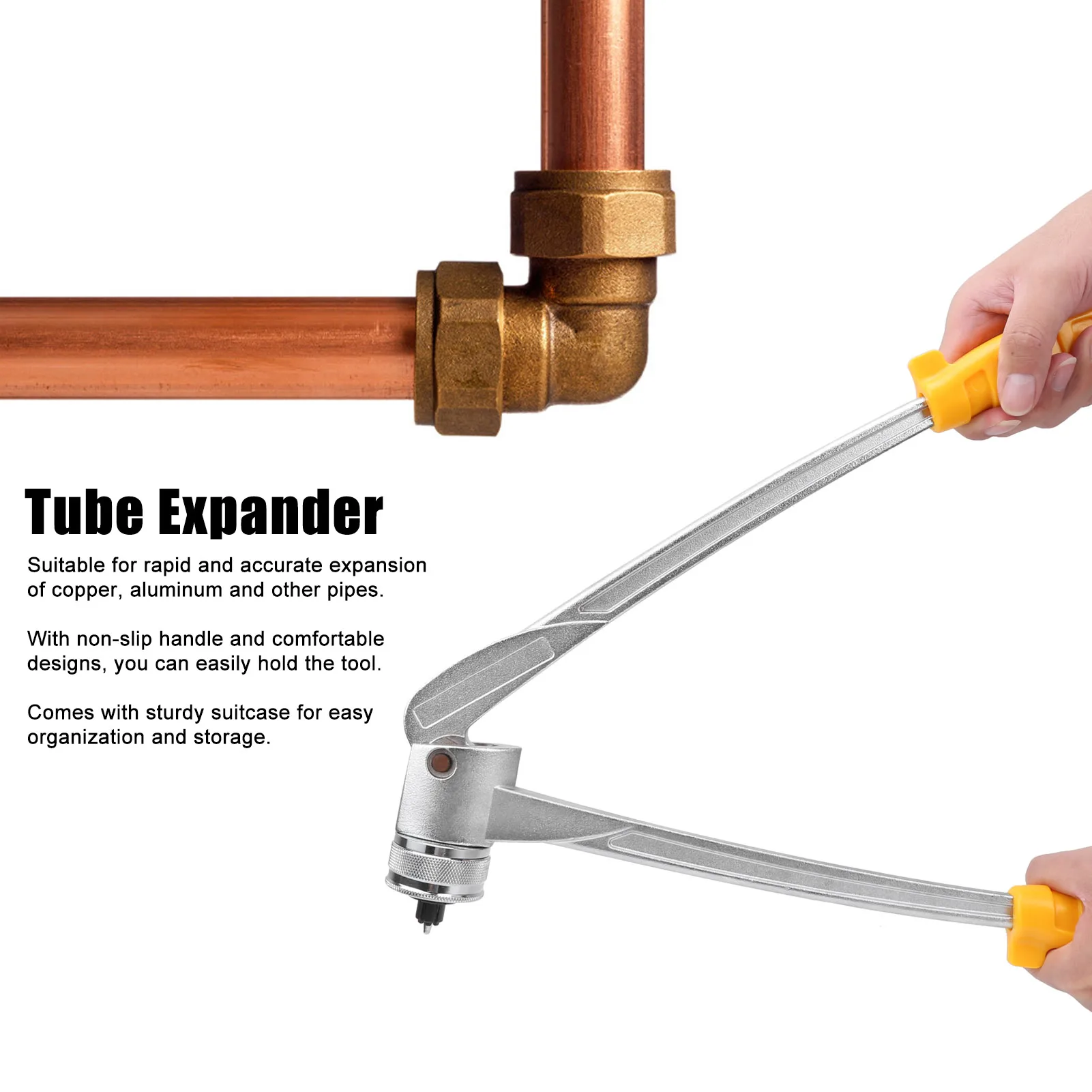 Copper Pipe Expander Lever Type Tubing Expanding Tool Portable Manual Copper Aluminum Pipe Tube Expander Kit Tubing Flaring Tool