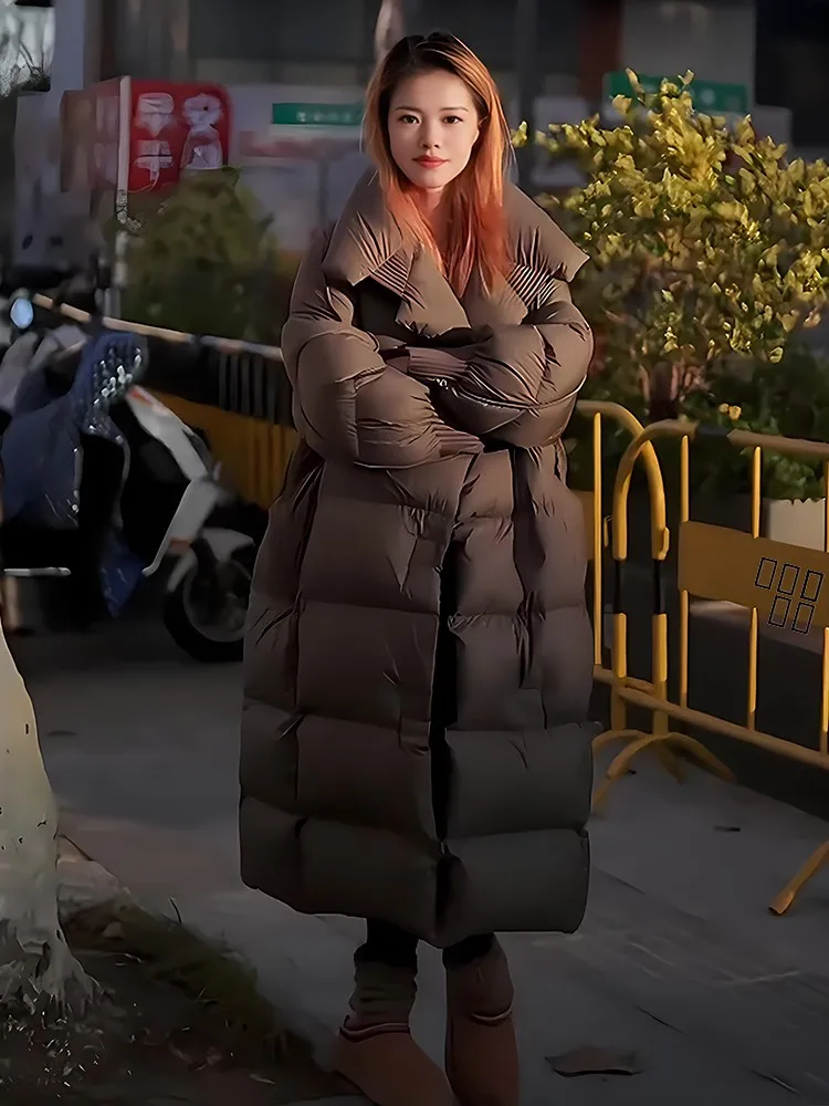 

Новая модная универсальная утепленная женская куртка-пуховик с большим воротником, белая, для повседневной носки, тренд 2024 года