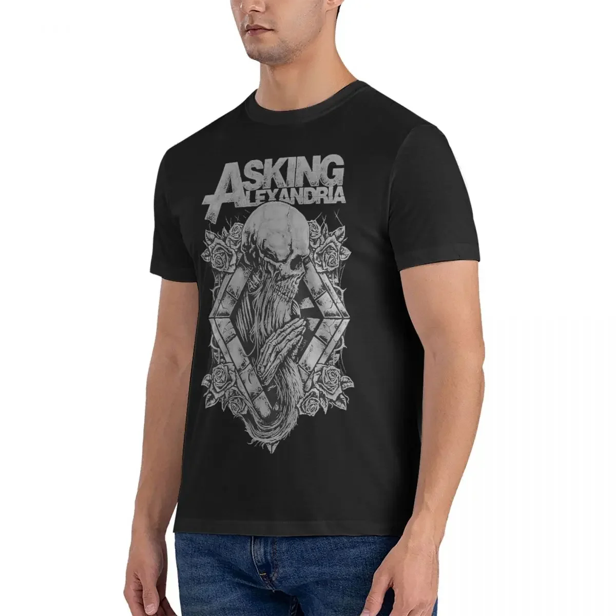 Awesome Skull Heavy T-Shirts Men O Neck Cotton T Shirts Asking Alexandria Short Sleeve Tees Summer Clothing