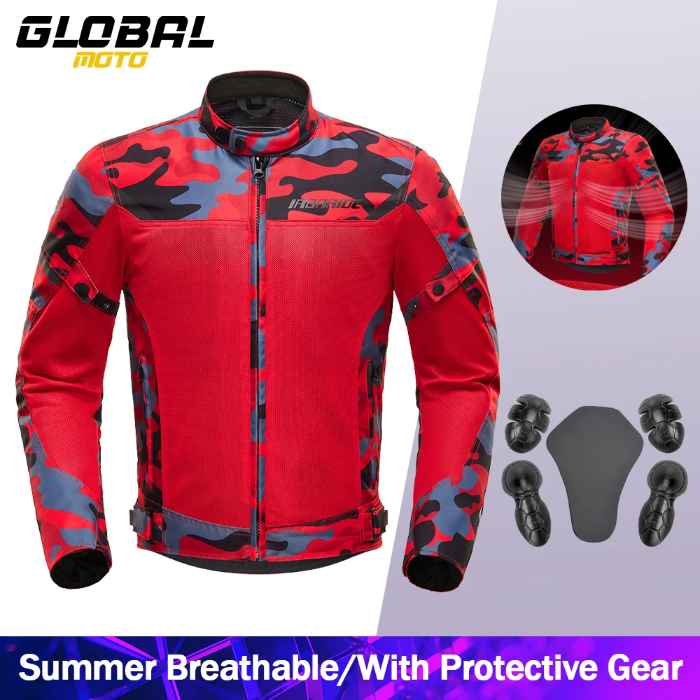 

Summer Men's Motorcycle Jacket Breathable Motorbike Riding Wear-Resistant Motocross Riding Clothing With Protective Gear M-3XL