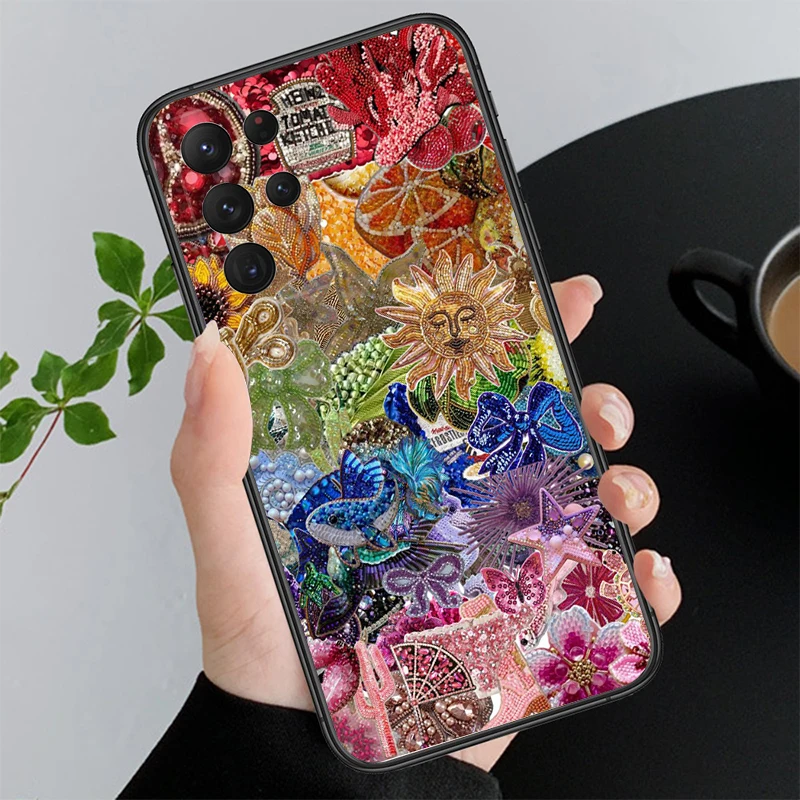 مطرز الفاكهة الكواكب المحيط الحيوان حقيبة لهاتف سامسونج A55 A16 A56 A36 A23 A35 A15 A53 A54 A33 A34 A25 A05S A52 A52S A14 A13 A71 #6