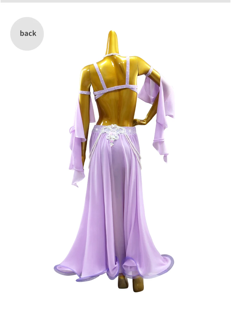 Bauchtanzrock Übungskleidung Orientalisches Kostüm Damen-Abendkleid Mädchen-Auftrittsanzug Langer Anzug Bühnen-Bauchtanzkleidung – Detail 10