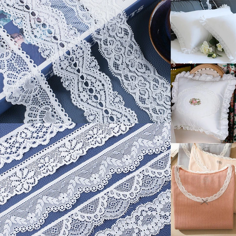 3CMStretch White Lace for Crafts Embroidered Tulle Fringe Sewing Trimmings Fabric and Lace Trim Embroidery Ruffles Lacer Fabrics