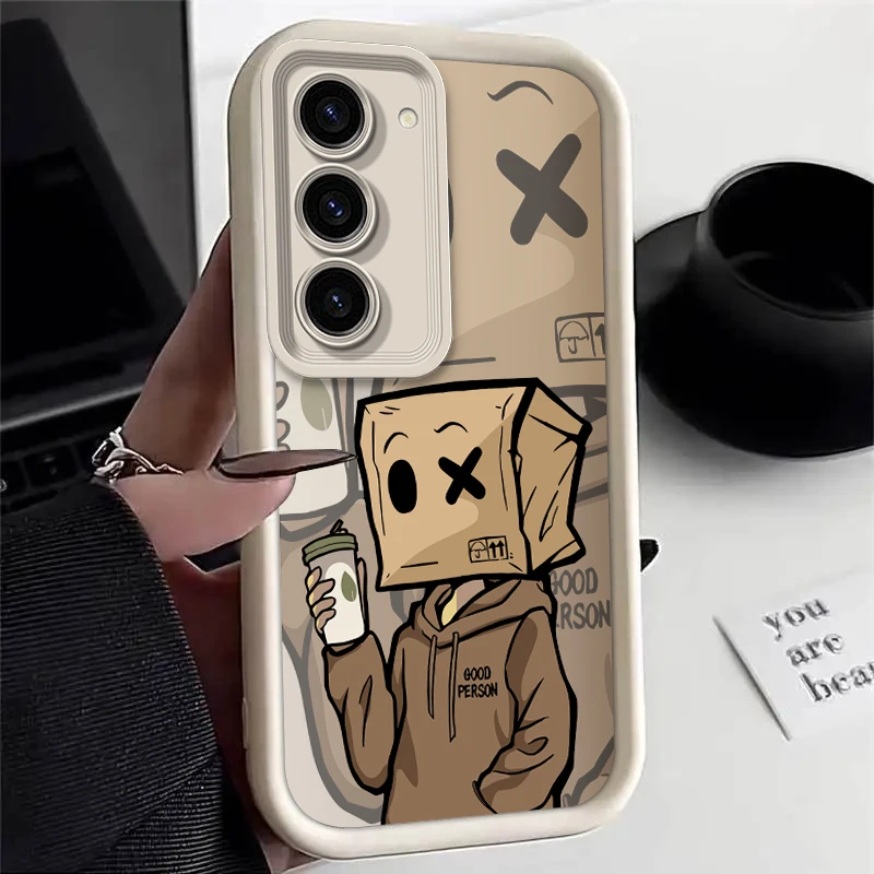 S 20 21 23 22 24 Cartoon Box Mann Silikon Handy hülle für Samsung Galaxy S24 S20 S22 S23 S21 plus Se Ultra S23FE quadratische Abdeckung