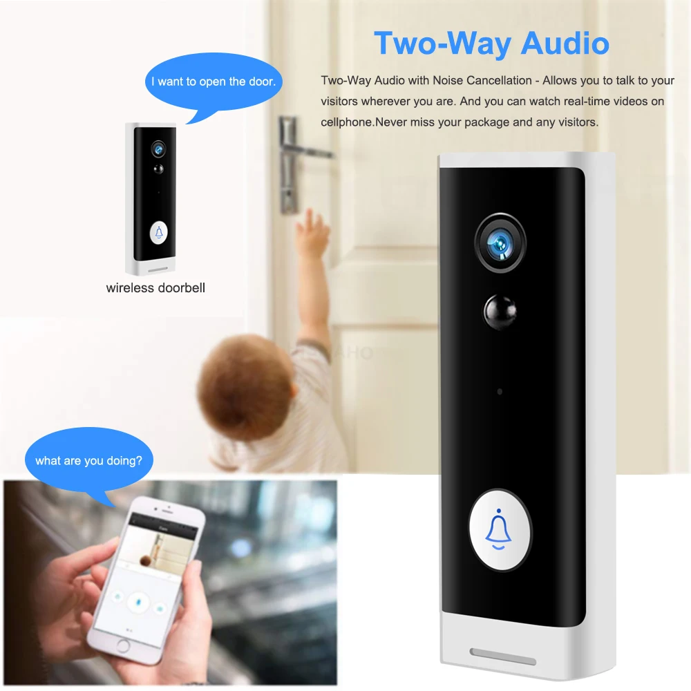 Tuya WIFI Doorbell  1080P Wireless Security Camera DC AC Battery Powered Smart Home Monitor With Alexa Google Door bell Camera