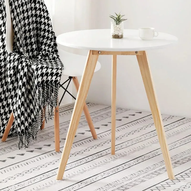 

Solid Wood White Small Round Table Balcony Leisure Coffee Nordic Minimalist Tea Table Home Mini Small Tea
