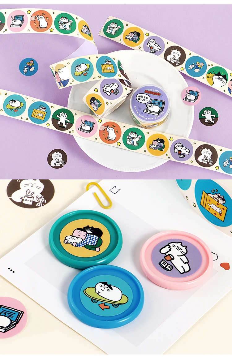 Niedliches Cartoon-Katzen-Washi-Tape im koreanischen Design, Matsugoda-Papierband für Schreibwaren, Büro, DIY-Bastelarbeiten und Dekoration – Detail 9
