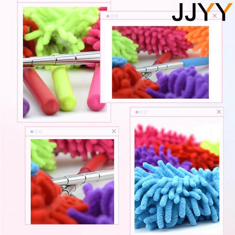 JJYY Stainless Steel Lengthened Feather Duster Chenille Duster Duster Multi-functional Telescopic Household Duster Duster 1PC