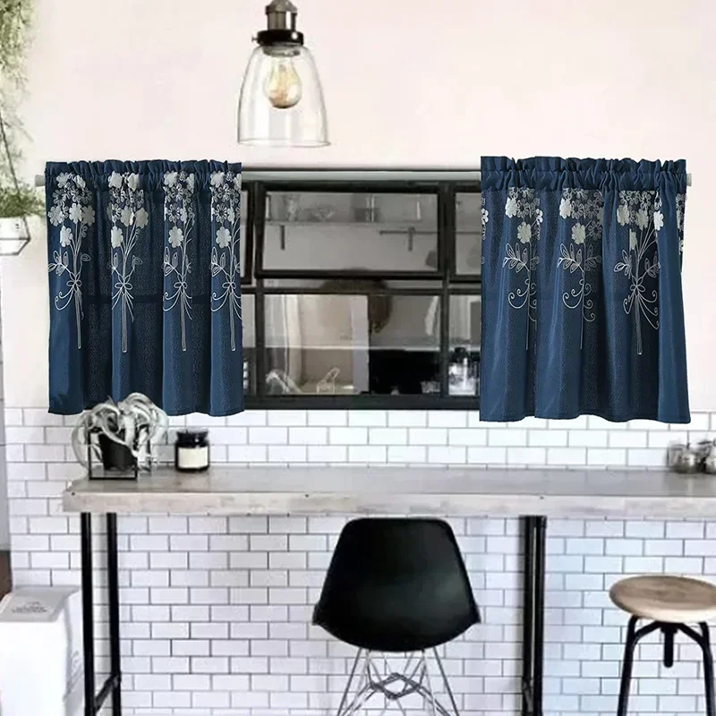 

NH5133Short curtain polyester cotton embroidered curtain finished product wholesale