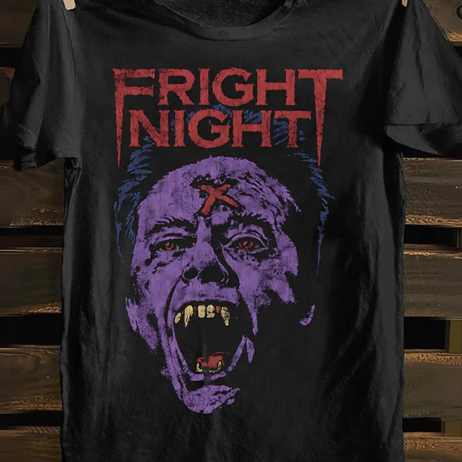 Fright Night Men's T-Shirt Vintage Punk Rock Band Inspired Soft 100% Cotton Horror TV Poster Design Casual Versatile