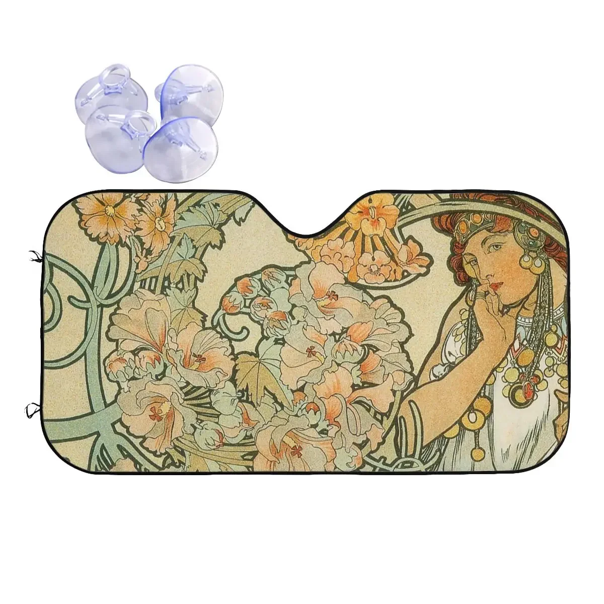 

Винтажный солнцезащитный козырек Alphonse Mucha, 76x140 см, винтажная фольга в стиле модерно, автомобильный солнцезащитный козырек, автомобильные чехлы