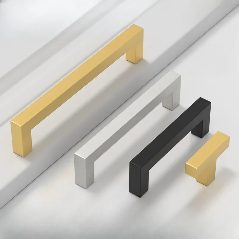 Square bright gold,silver, black cabinet door handle kitchen cabinet drawer closet extension aluminum handle